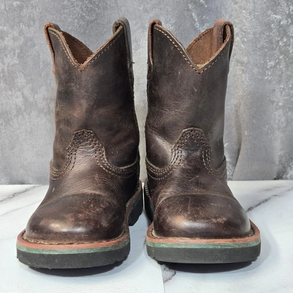 John Deere Western Boots Toddler Boys Size 5.5 M Brown Leather Cowboy Pull On